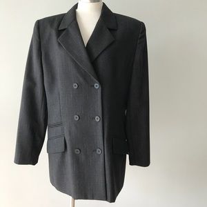 BURBERRY Double Breasted Wool Blazer charcoal gray Size 14P